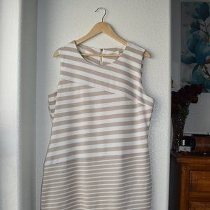 Calvin Klein Tan Gold Striped Work Dress